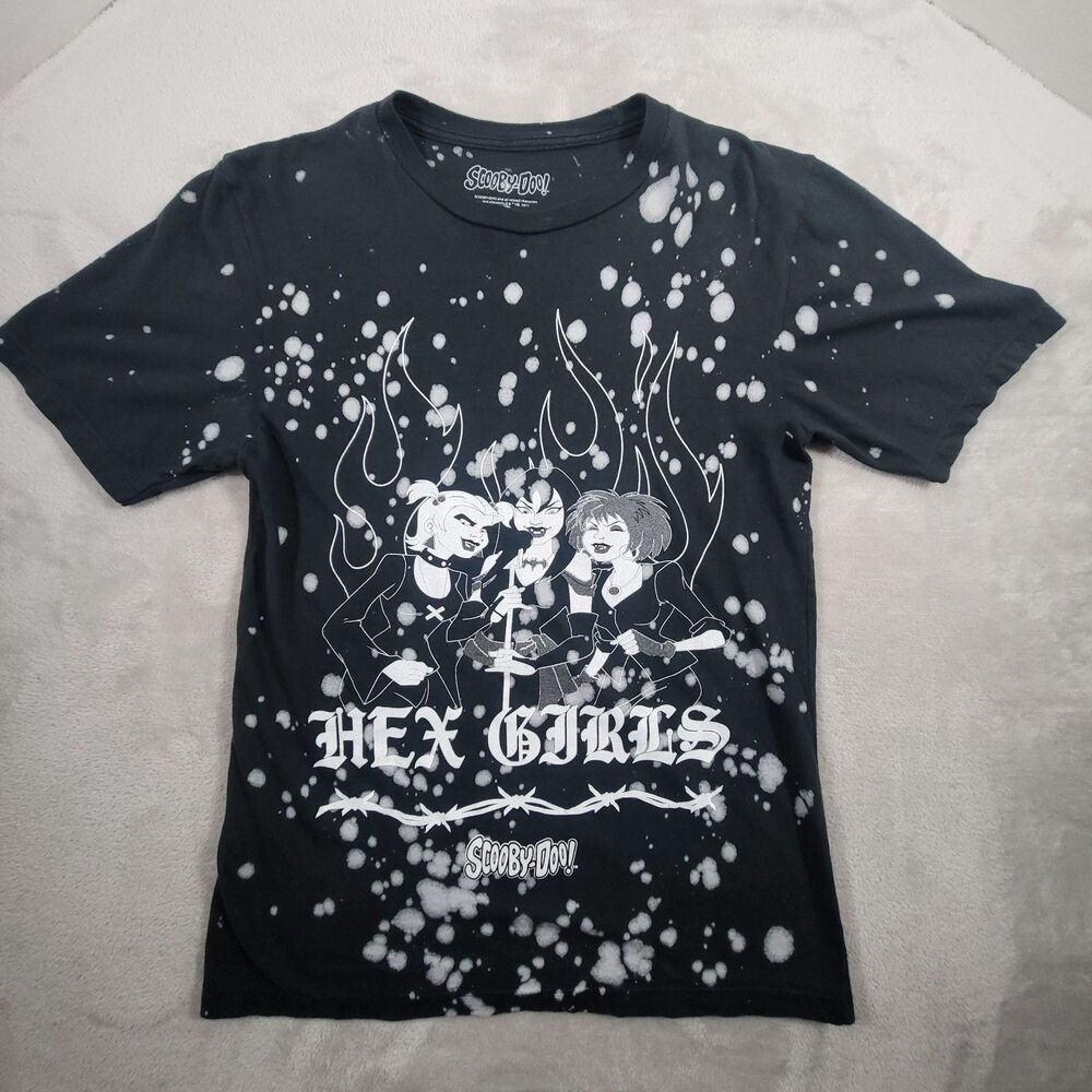 Scooby Doo Hex Girls Bleach Dye Tee Women’s XS (Tag S) Black READ